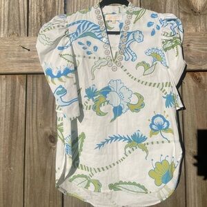 SHERIDAN FRENCH Floral Patterned Blouse with Puff Sleeves Size XS